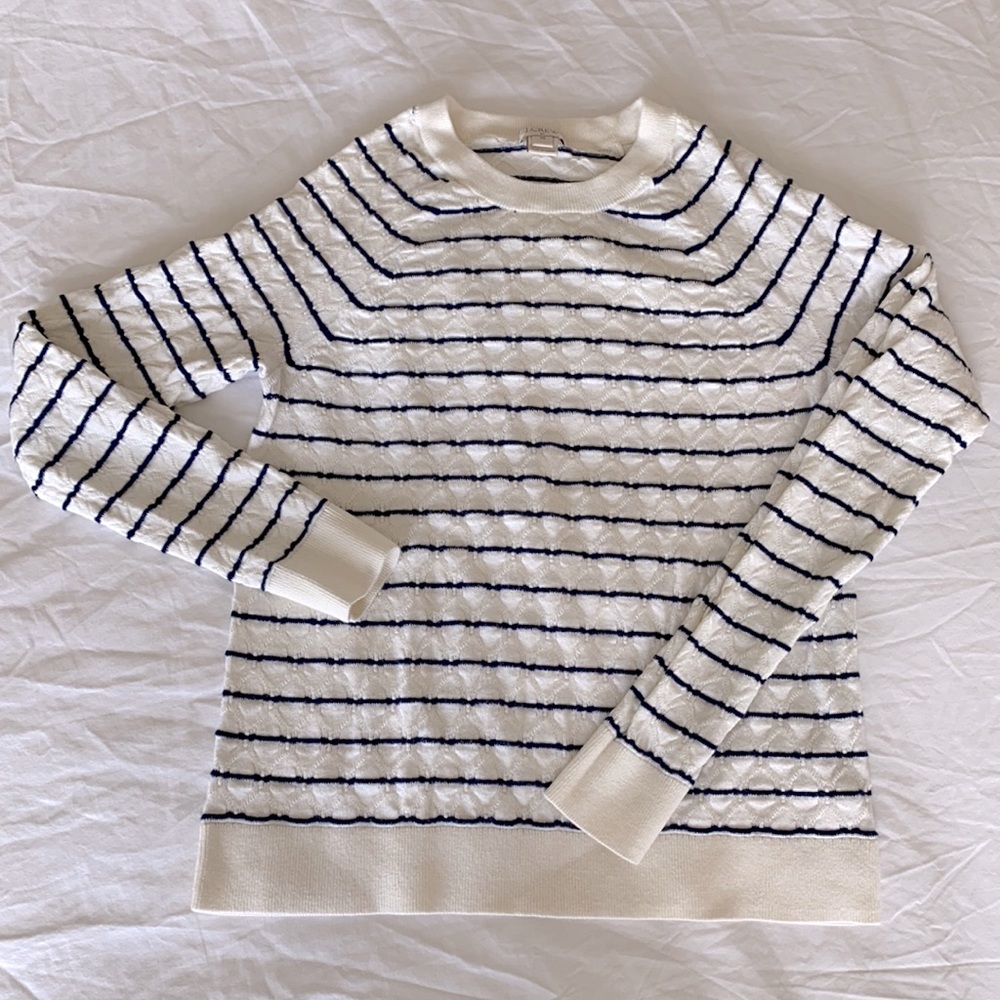 100% cotton J. Crew lightweight navy and white striped sweater